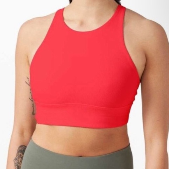 Lululemon’s “Carnation Red” 🦋 The Energy Sports Bra — High Neck — Ribbed 🦋 - Picture 3 of 7